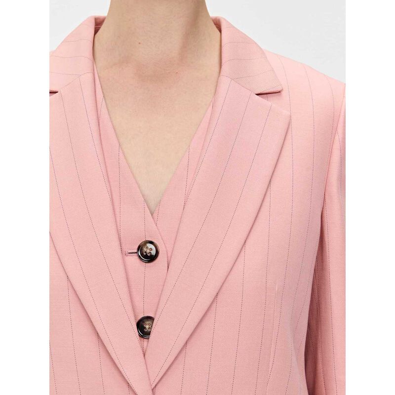 Veronika Maine Stripe Twill Longline Blazer image number 2